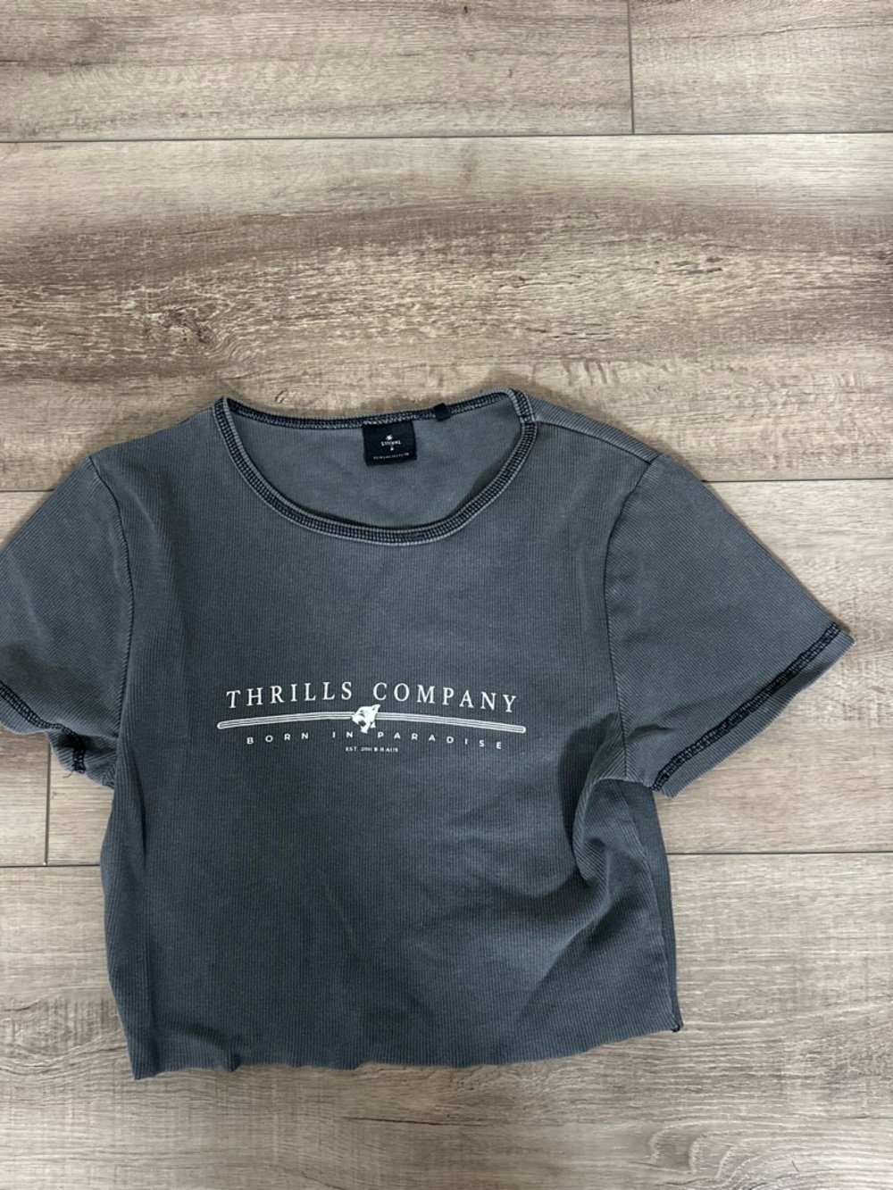 Thrills Charcoal Logo Crop Tee